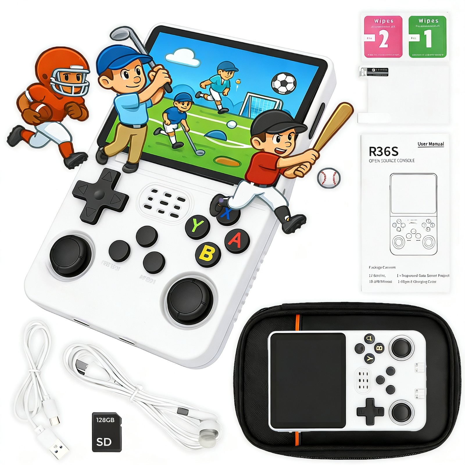 R36S R40S PRO Handheld Video Game Console 30000 Games 3.5 Inch Screen