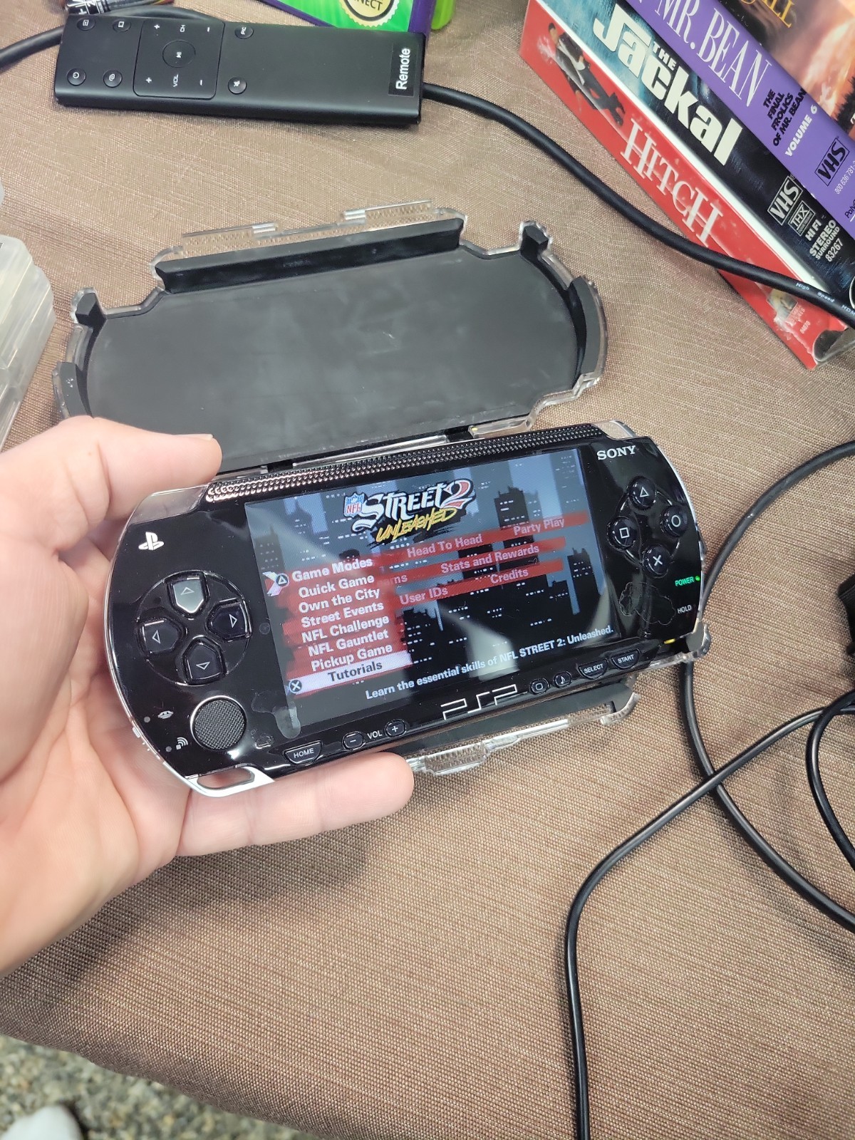 Sony Psp With 4 Games 2 UMD Movies Logitech Case And Ac Adaptor Clean Minty