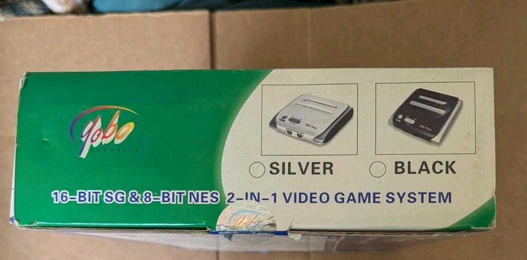 Yobo Gameware GN Twin Silver Console Plays SG Genesis & NES New Sealed Silver