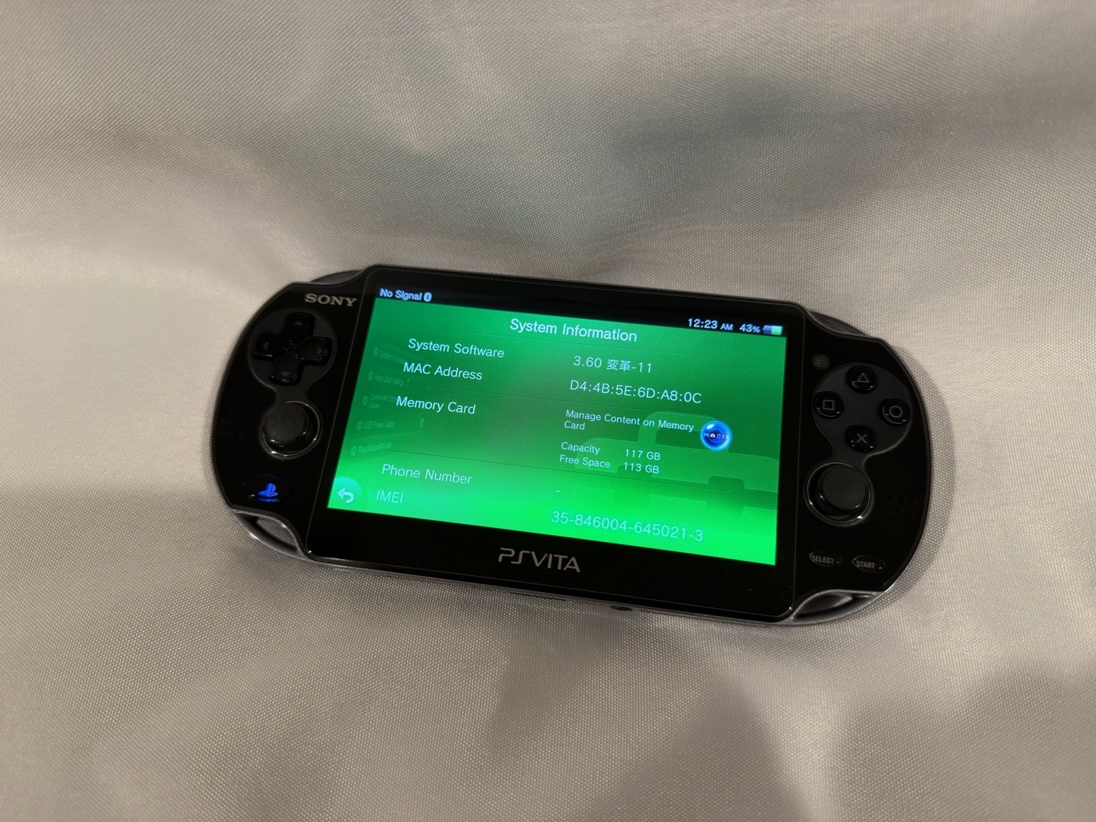 PlayStation Vita FW 3.60 OLED 4GB Memory 128GB SD2VITA Case Grip Bundle PCH-1101