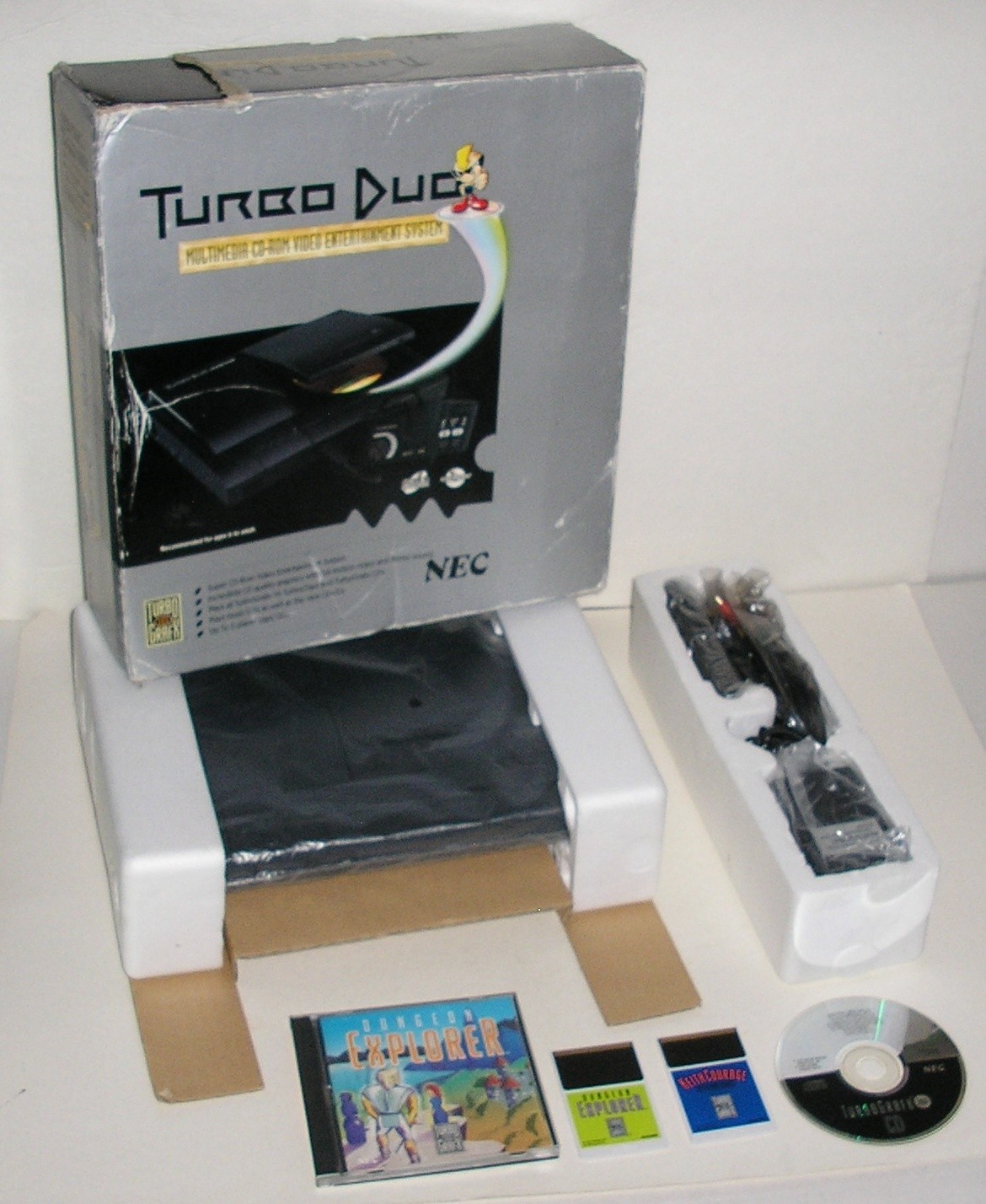 NEC Turbo Duo TurboGrafx-16 Super CD-ROM Console + Box & Games (Tested Working)