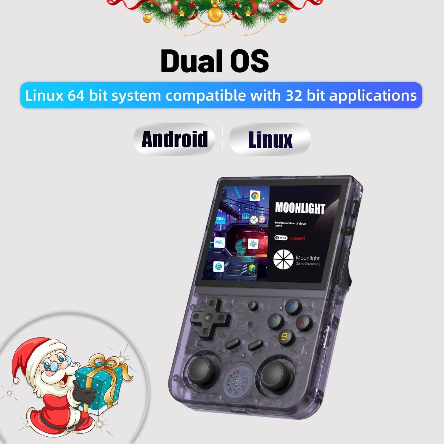RG353V Retro Handheld Game with Dual OS Android 11 and Linux,RG353V with 64G …