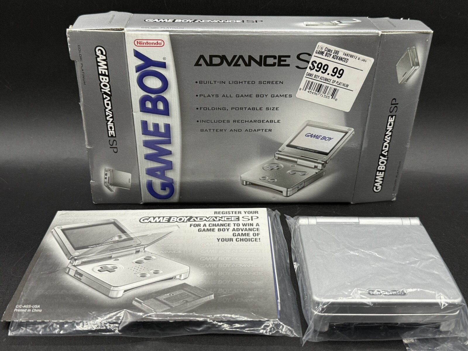 Nintendo Game Boy Advance SP Silver AGS-001 CIB GBA Complete NM MINTY ALL ORG