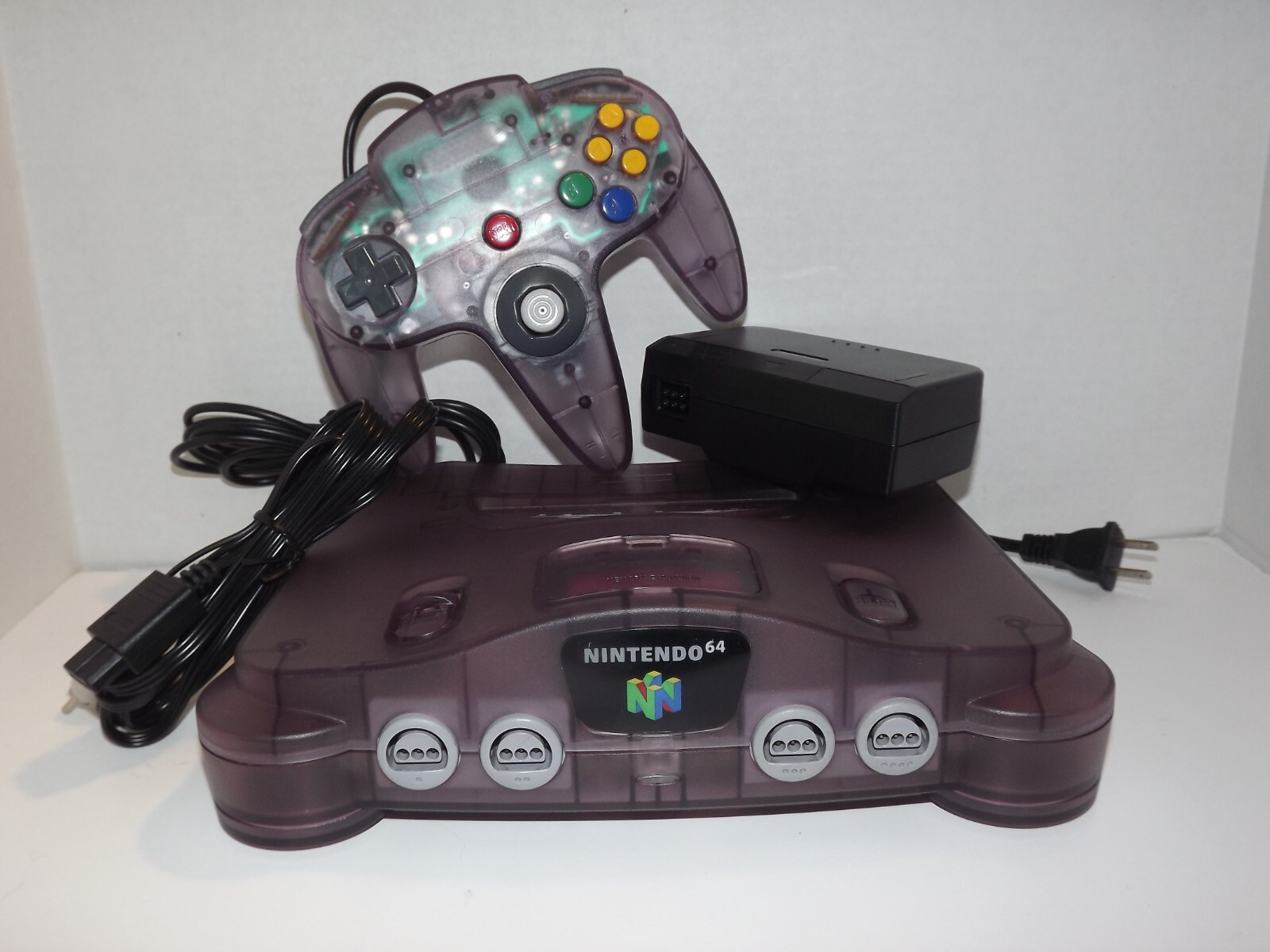 Nintendo 64 N64 Atomic Purple Console w/ Controller Cables Tested 30-Day Wty