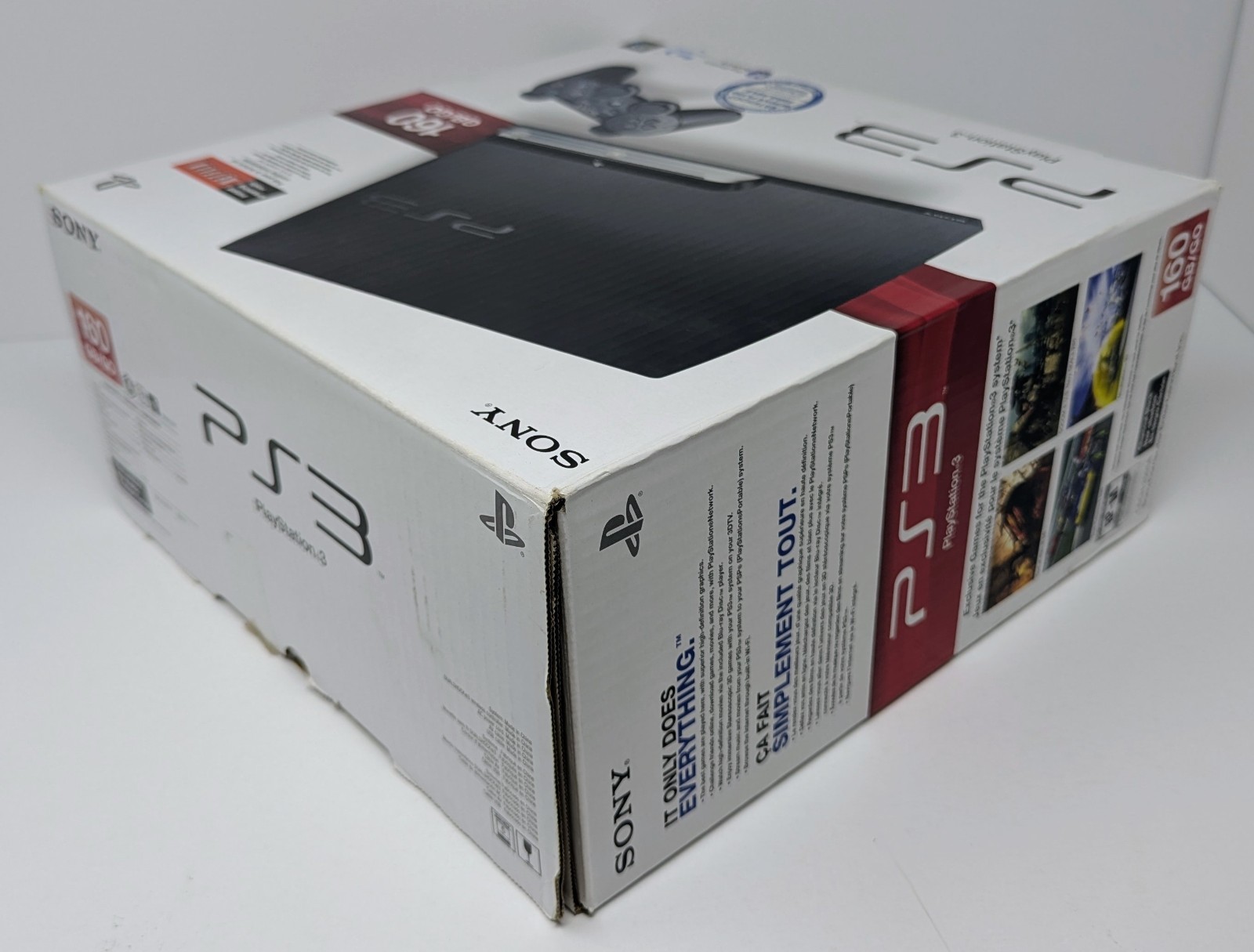 PlayStation 3 PS3 Slim 160GB Console CECH-2501A Bundle w/ Box & 3 Games!
