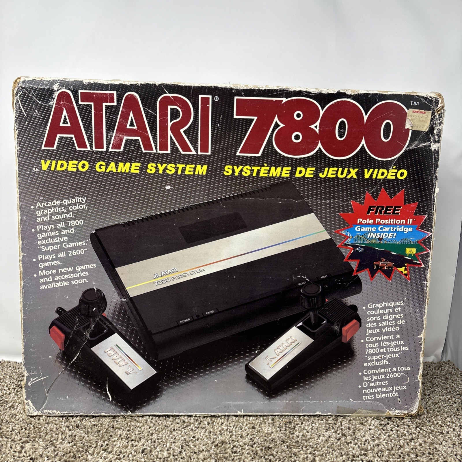 Atari 7800 Video Game Console With Controllers Game TESTED Bundle Lot In Box