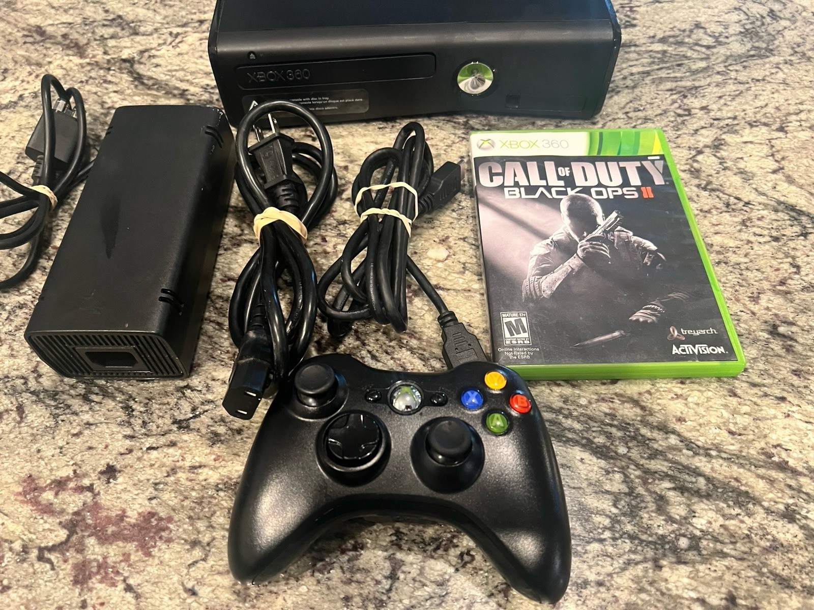 Xbox 360 S Model 1439 Matte Black Console Bundle:Controller,Cables,Game