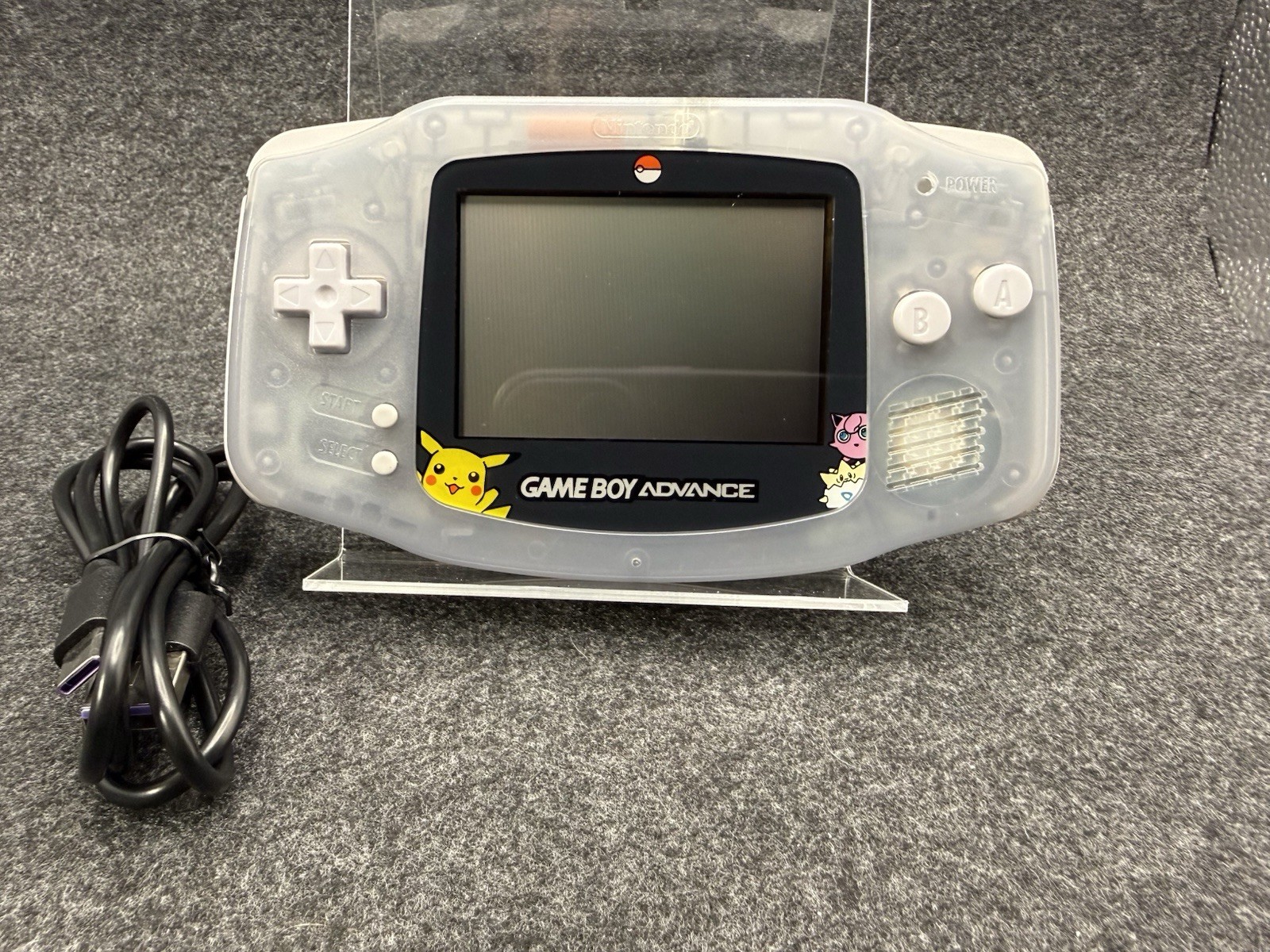 Nintendo Game Boy Advance – Clear Glacier Shell | USB-C Rechargeable Battery