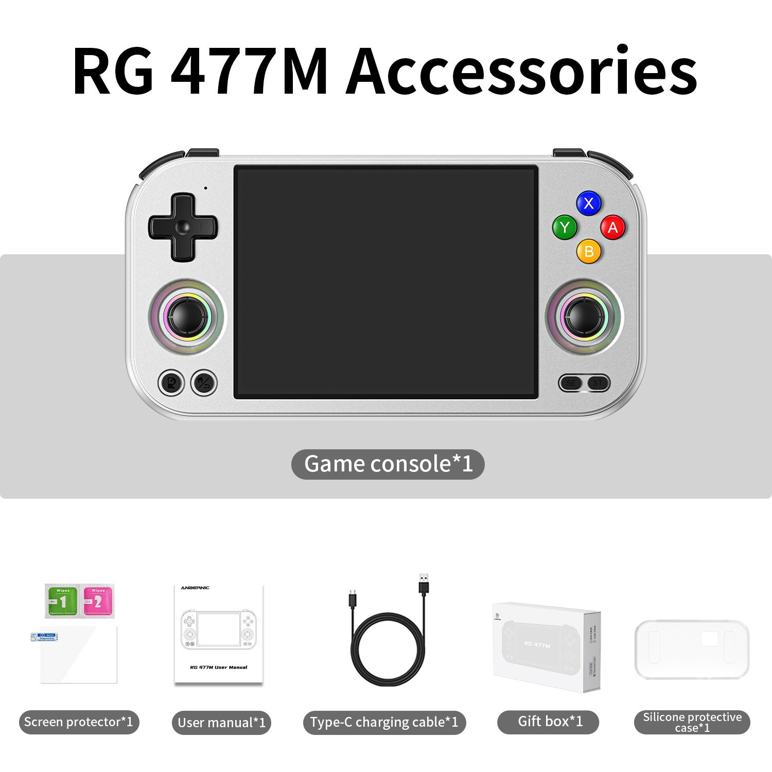 Anboli RG 477M Handheld Game Console 5300mAh Android 14 RG477M 4.7-inch
