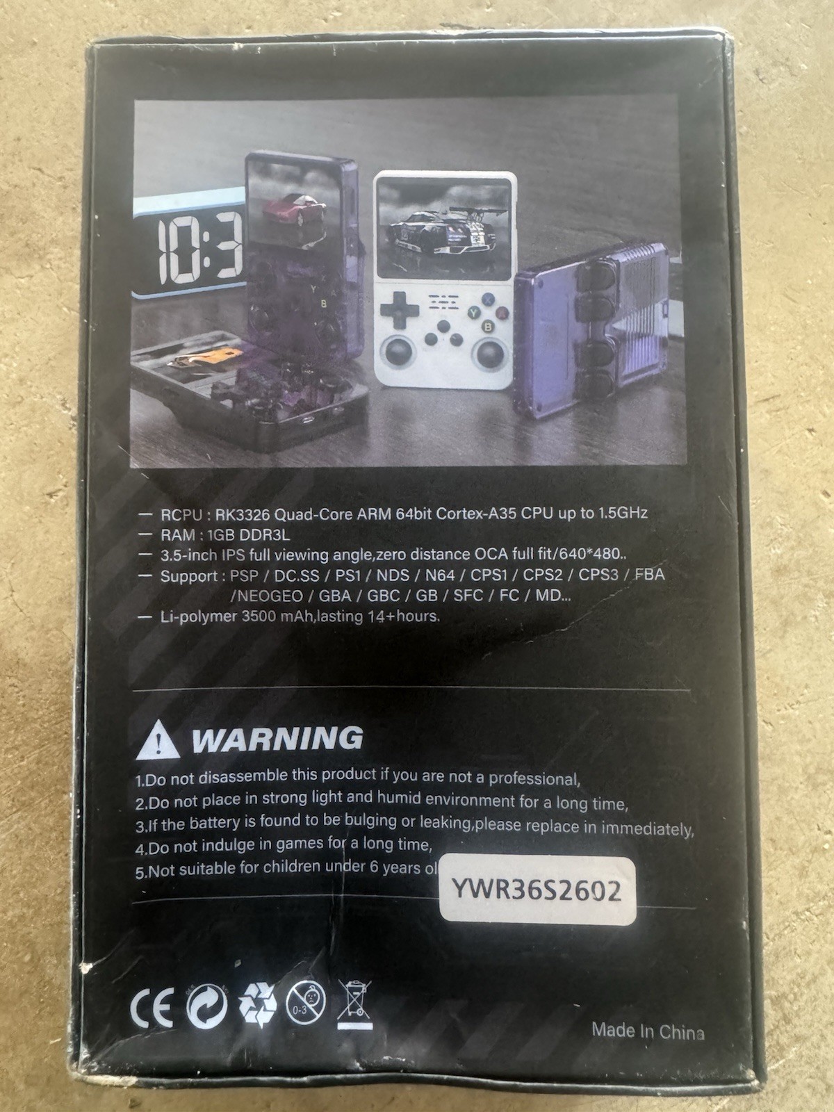 R36S Handheld Game Console 640×480 Quad-Core 1GB RAM Purple PSP N64 PS1 GBA