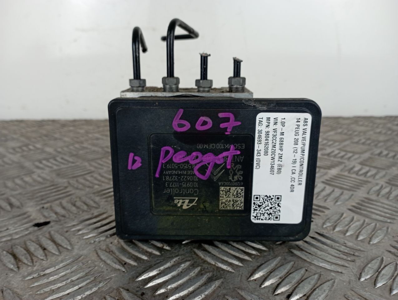 PEUGEOT 208 I CA ,CC 12-19 ABS VALVE/PUMP/CONTROLLER 9804162080