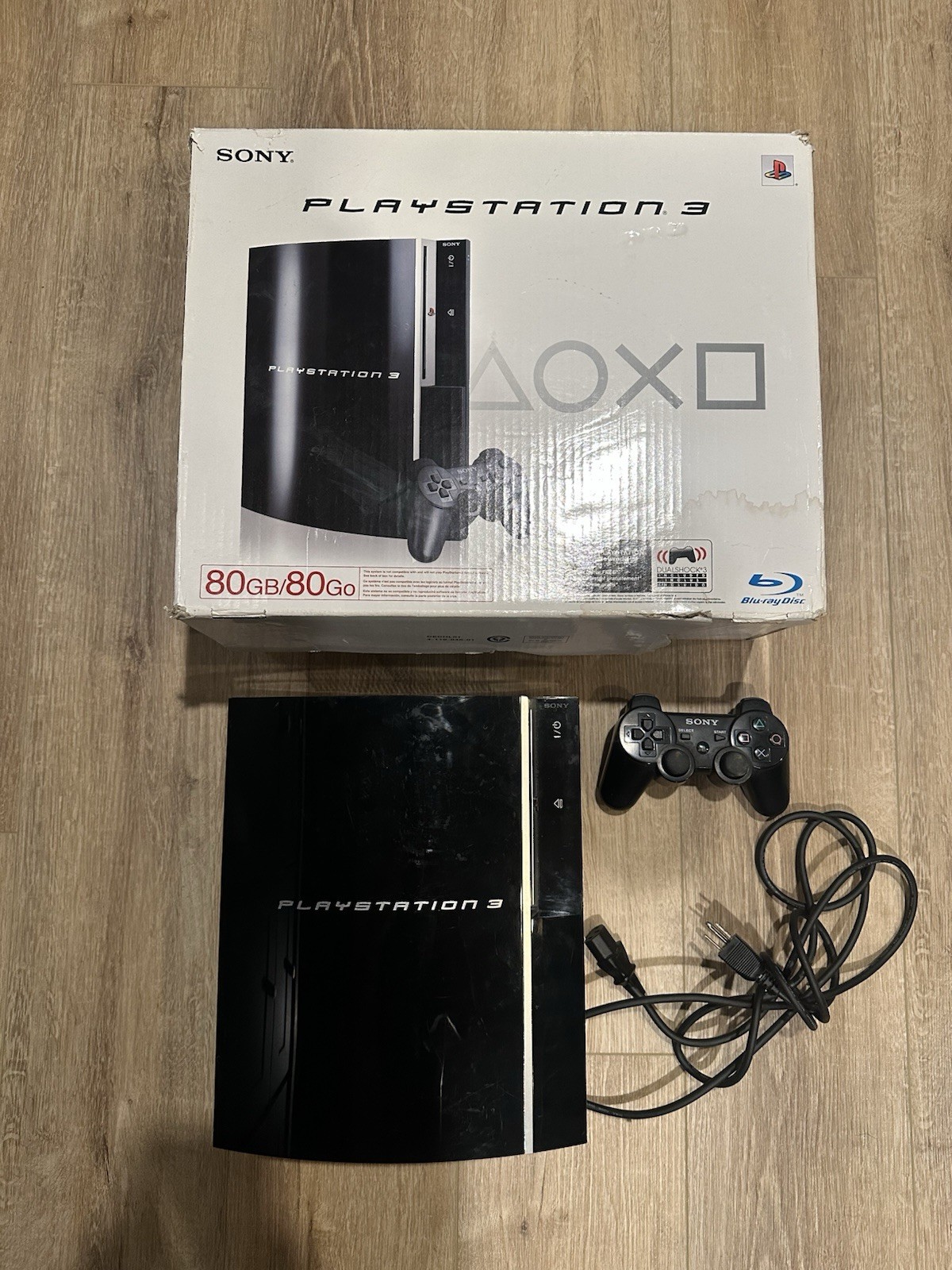 Sony PlayStation 3 CECHL01 Fat 80GB Piano Black Console With Box And Controller
