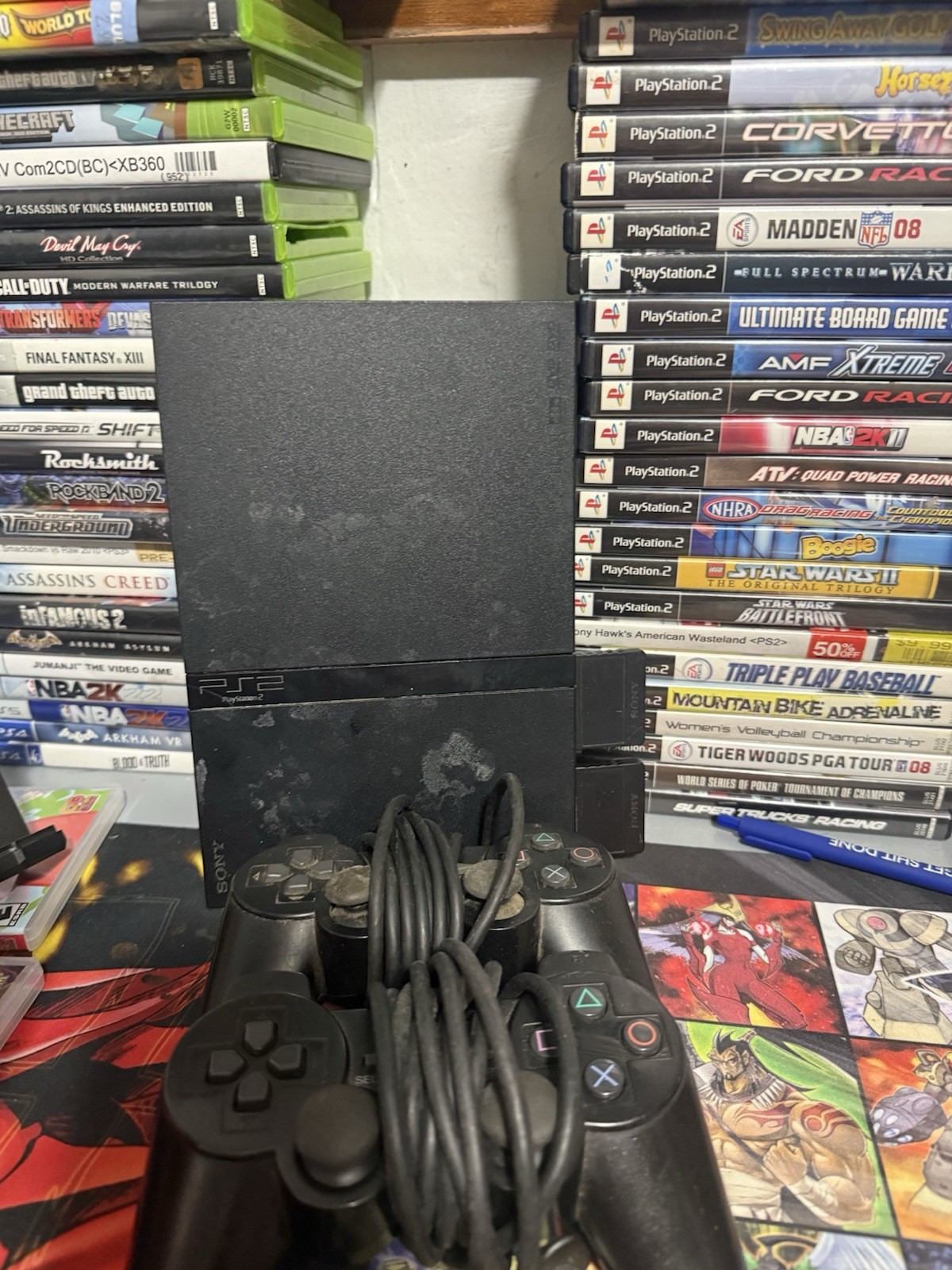 PlayStation 2 Slim Black Bundle Deal! Tested Works PS2 Console