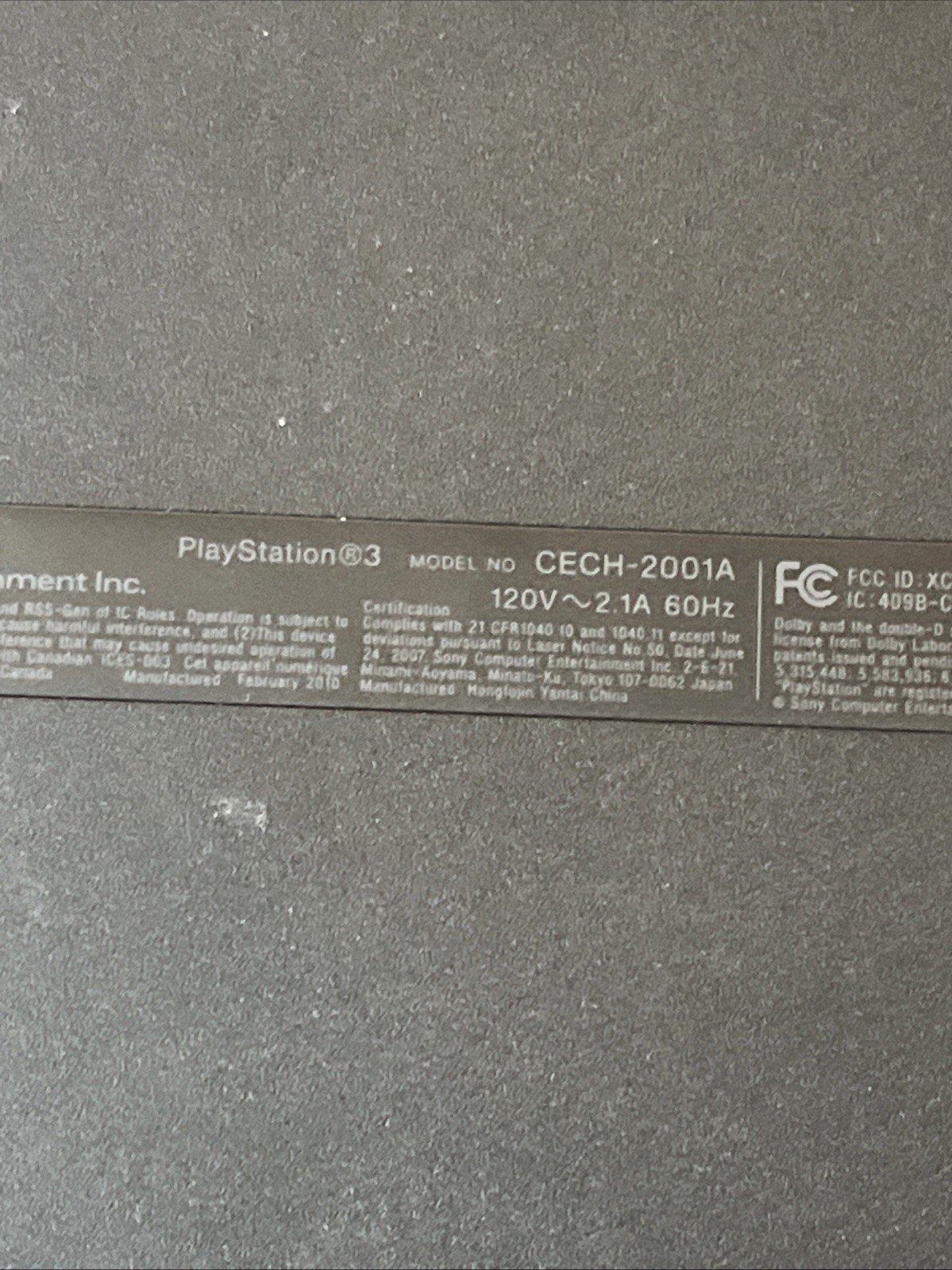 Sony Playstation 3 PS3 CECH-2001A 120GB Replacement Console Only No Power Cord