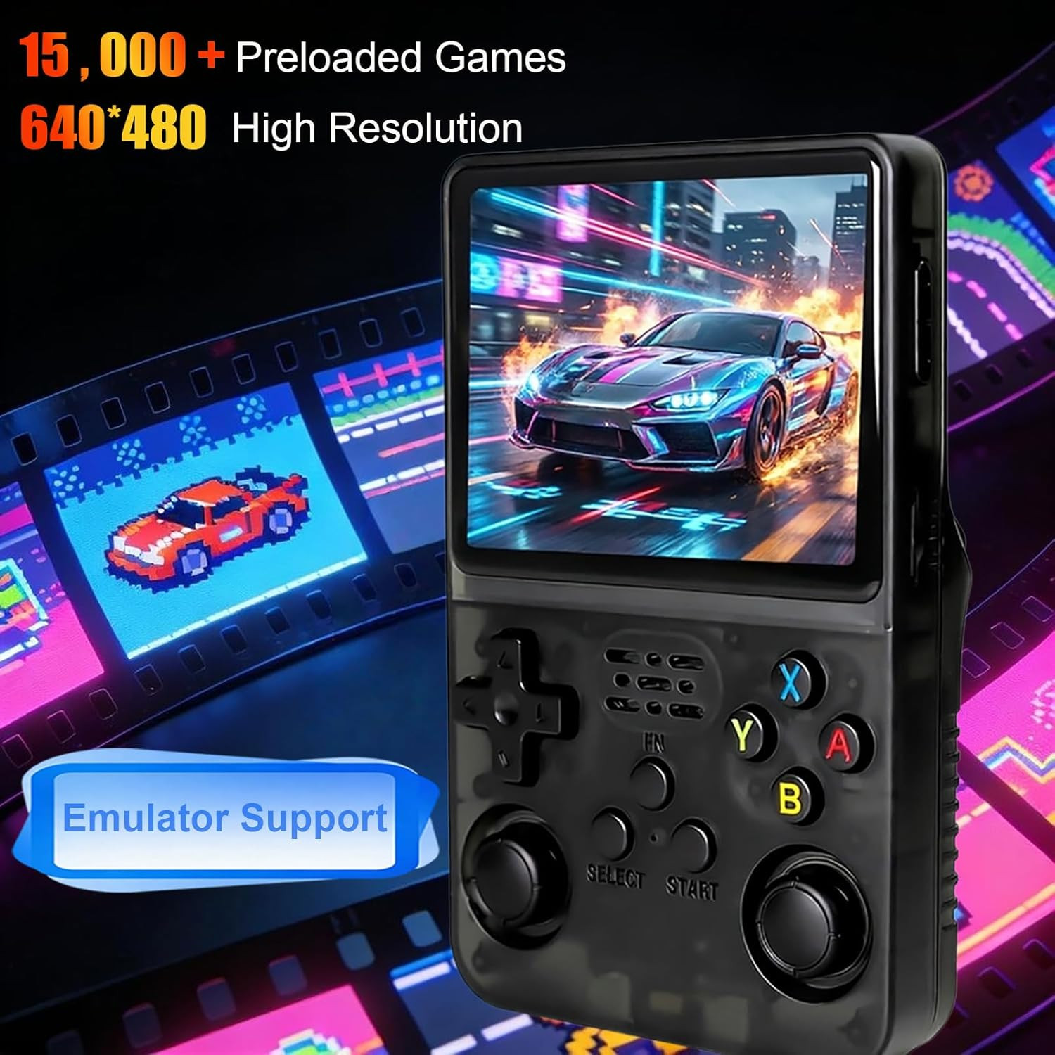 R36S Retro Handheld Game Console, 640X480 Retro Gaming Console 3.5 Inch IPS HD S