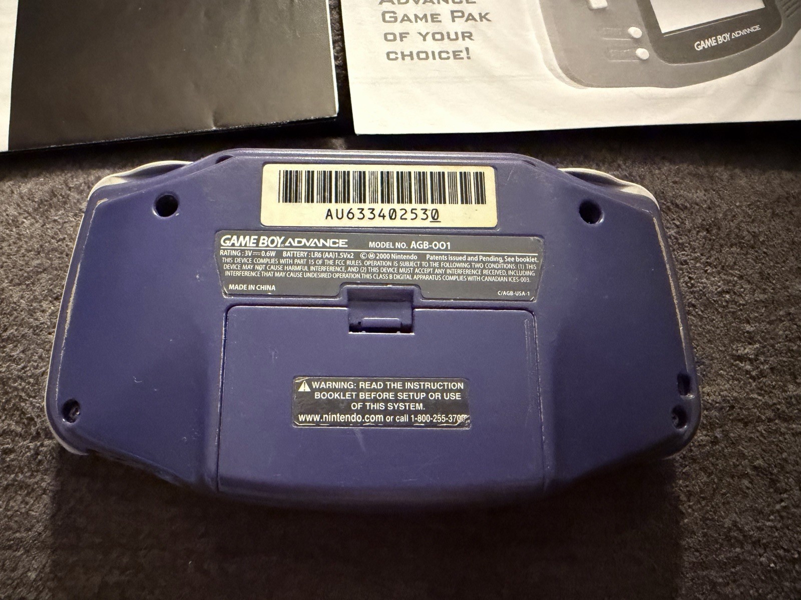 Nintendo Game Boy Advance Handheld System – Indigo CIB Boxed