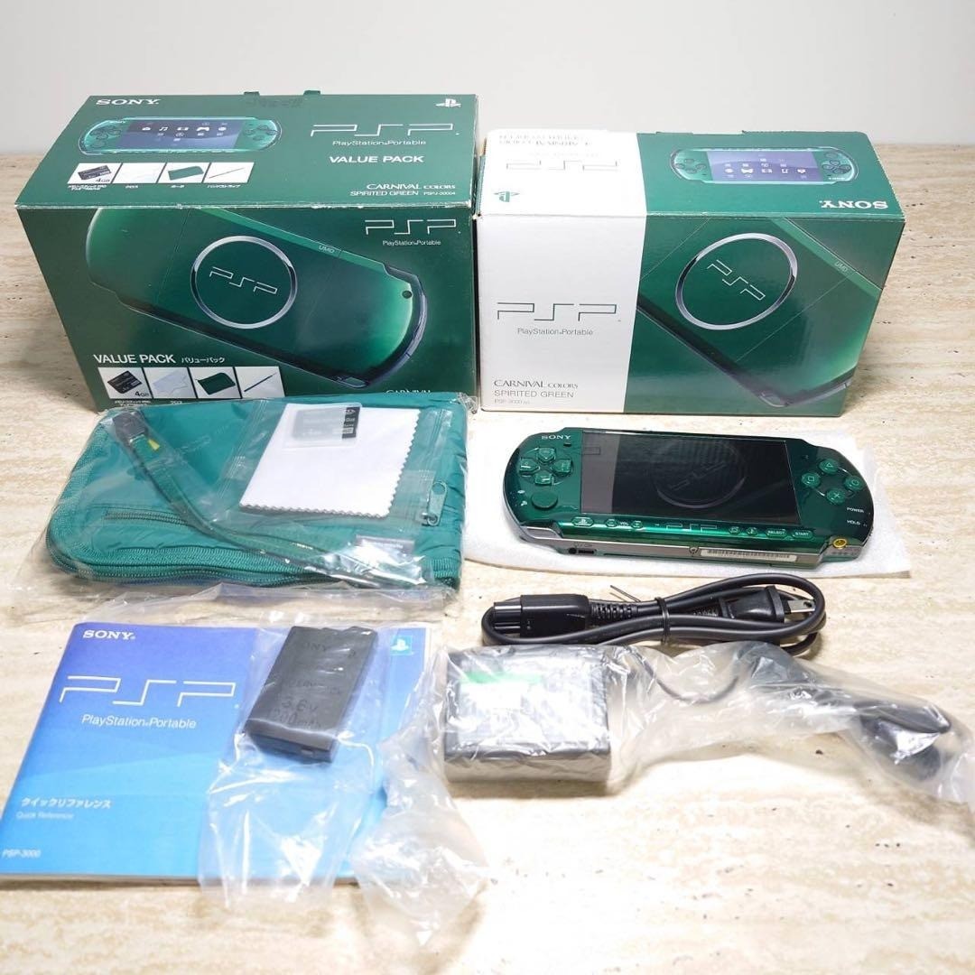 Sony PSP 3000 Spirited Green Complete in Box Near Mint Limited Edition 7075
