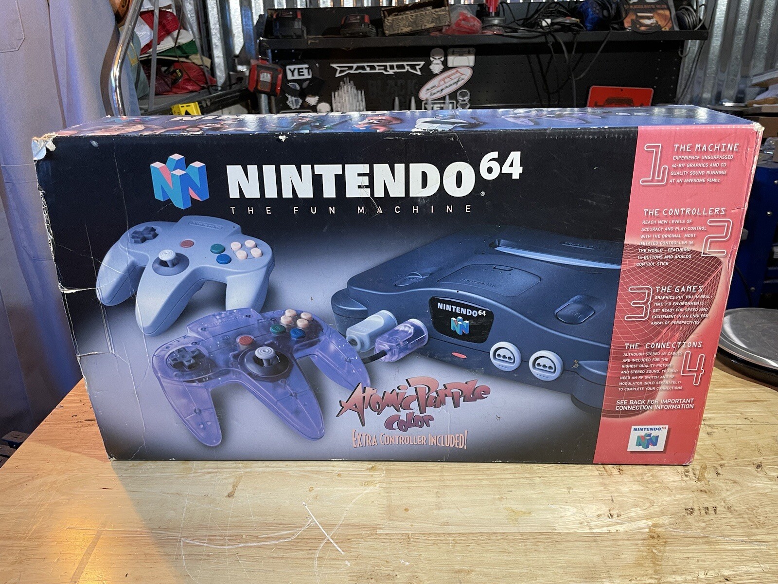 Nintendo 64 N64 Console Black w/Atomic Purple Controller In Box