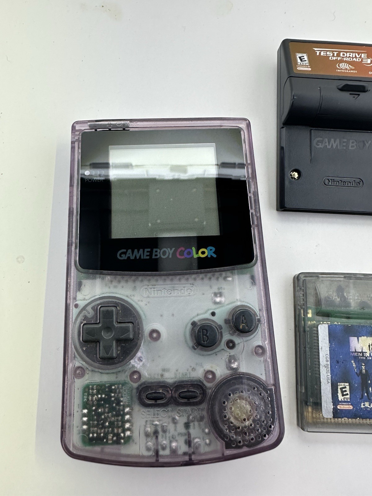 Nintendo GameBoy Color Atomic Purple W 3 Games Tony Hawk Men In Black Test Drive