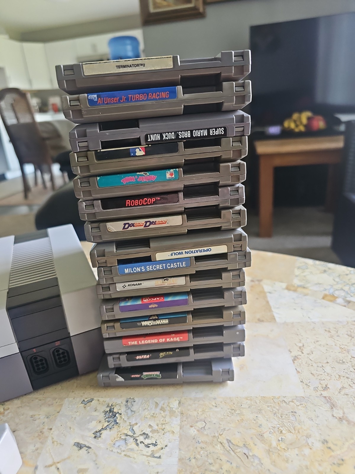 Original Nintendo NES Console Bundel Gun,3 Controllers,15 Games Tested Works