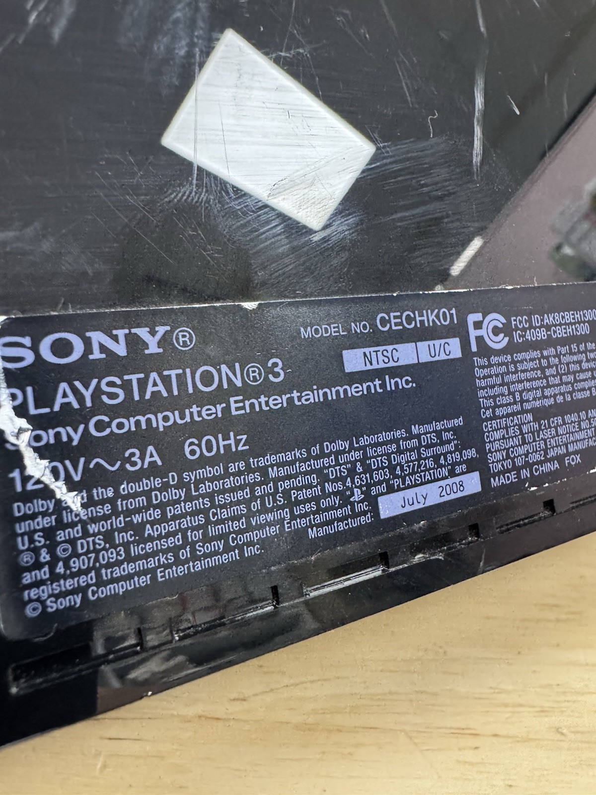 Sony Playstation 3 PS3 CECHK01 PS3 80GB Console Only