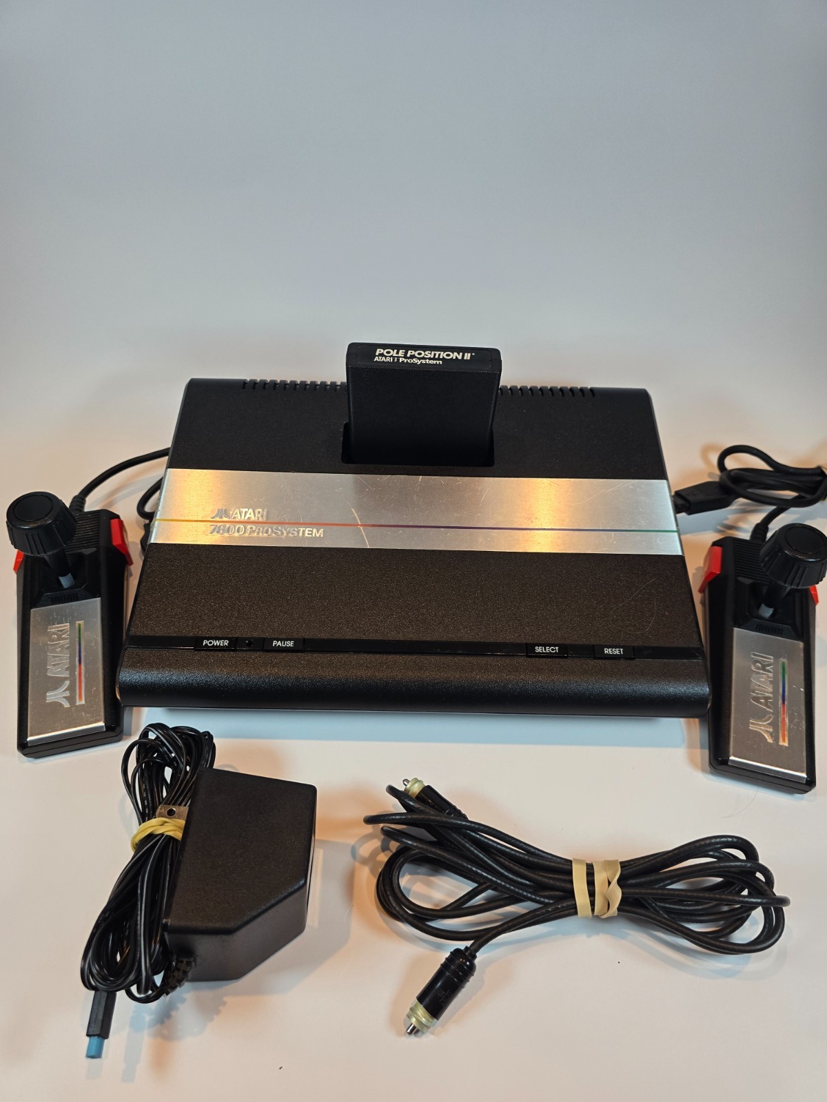 Atari 7800 Console w/Pole Position II, 2 Controls, PSU, RF Cable A1 75 5865371