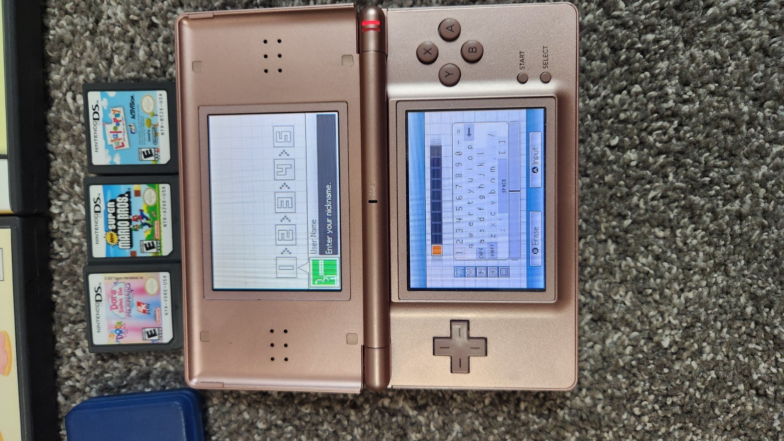 Nintendo DS Lite Metallic Rose Pink Console Bundle Hello Kitty Bag & 11 Games