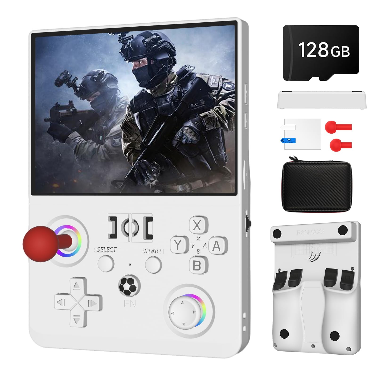 Newest R36MAX Ⅱ 4.5 Inch Retro Handheld Game Console,1024×768 IPS HD Screen,1…