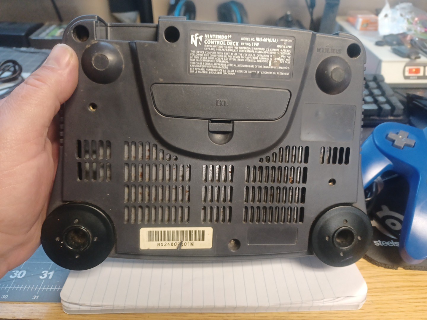 Nintendo 64 Black NUS-001(USA) Console Only- Tested- No Memory Pak- 1 Controller