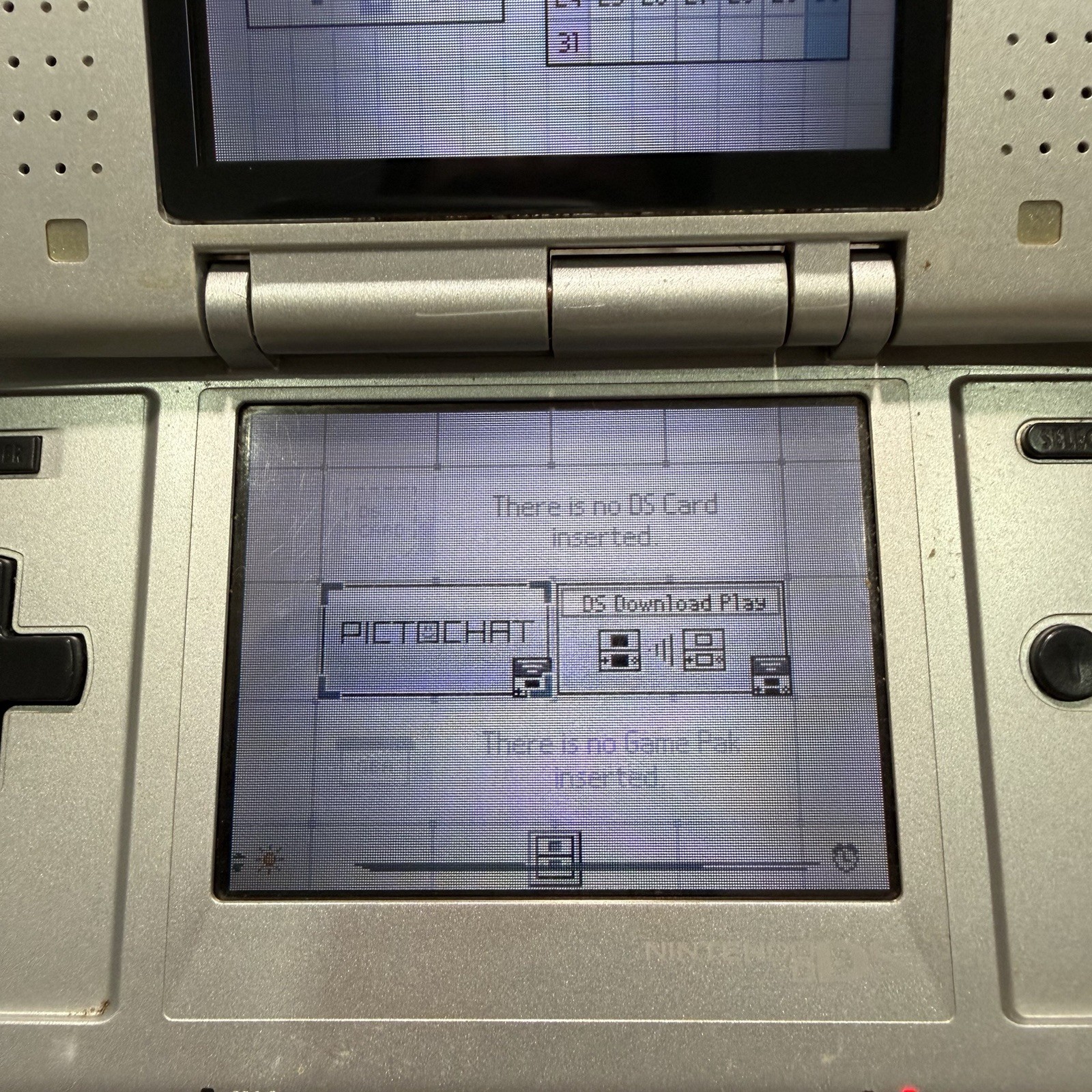 Nintendo DS Original Console NTR-001 Titanium Silver – Tested Works w/ Charger
