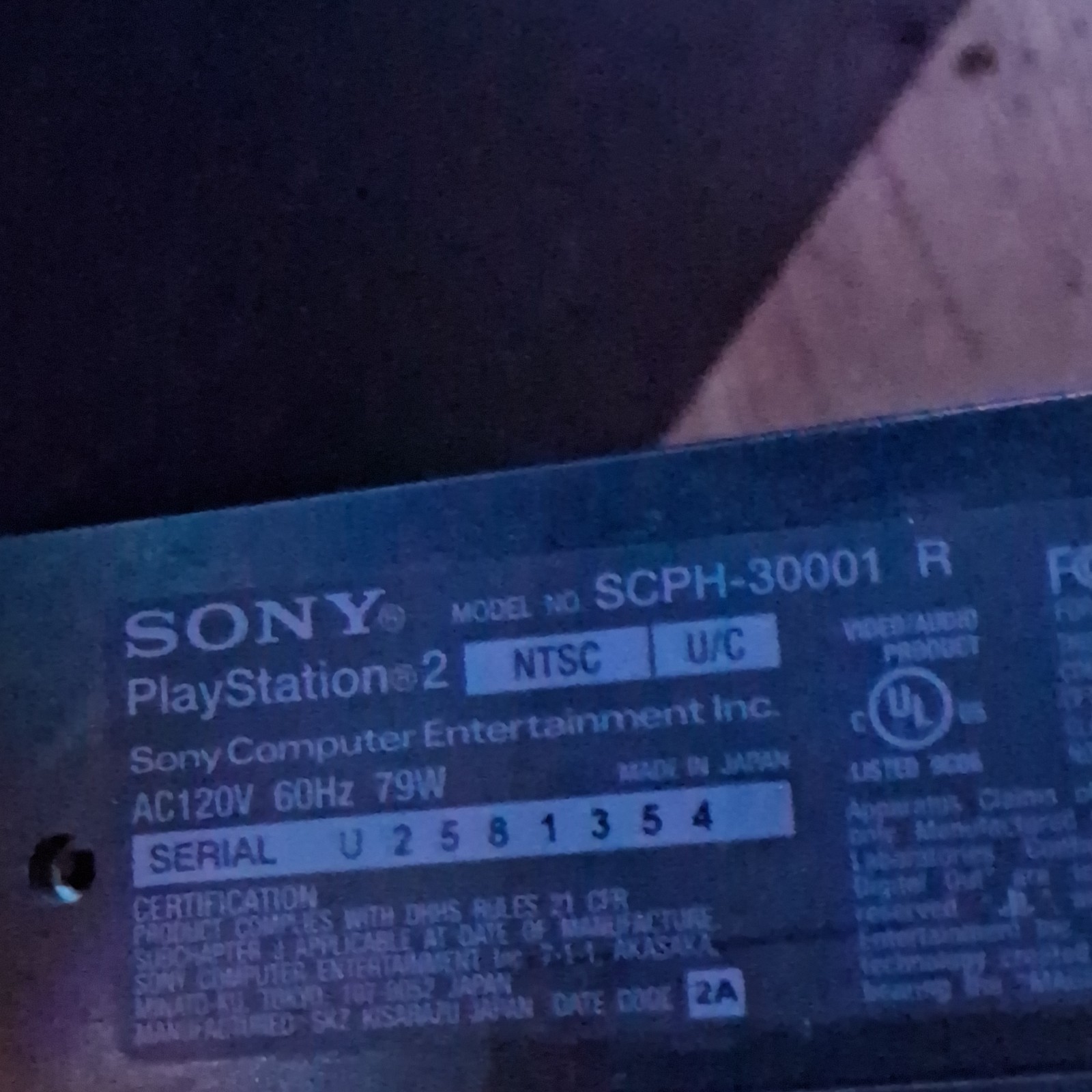 Sony PlayStation 2 SCPH-30001 Black NTSC-U/C DVD Playback USB Component Console