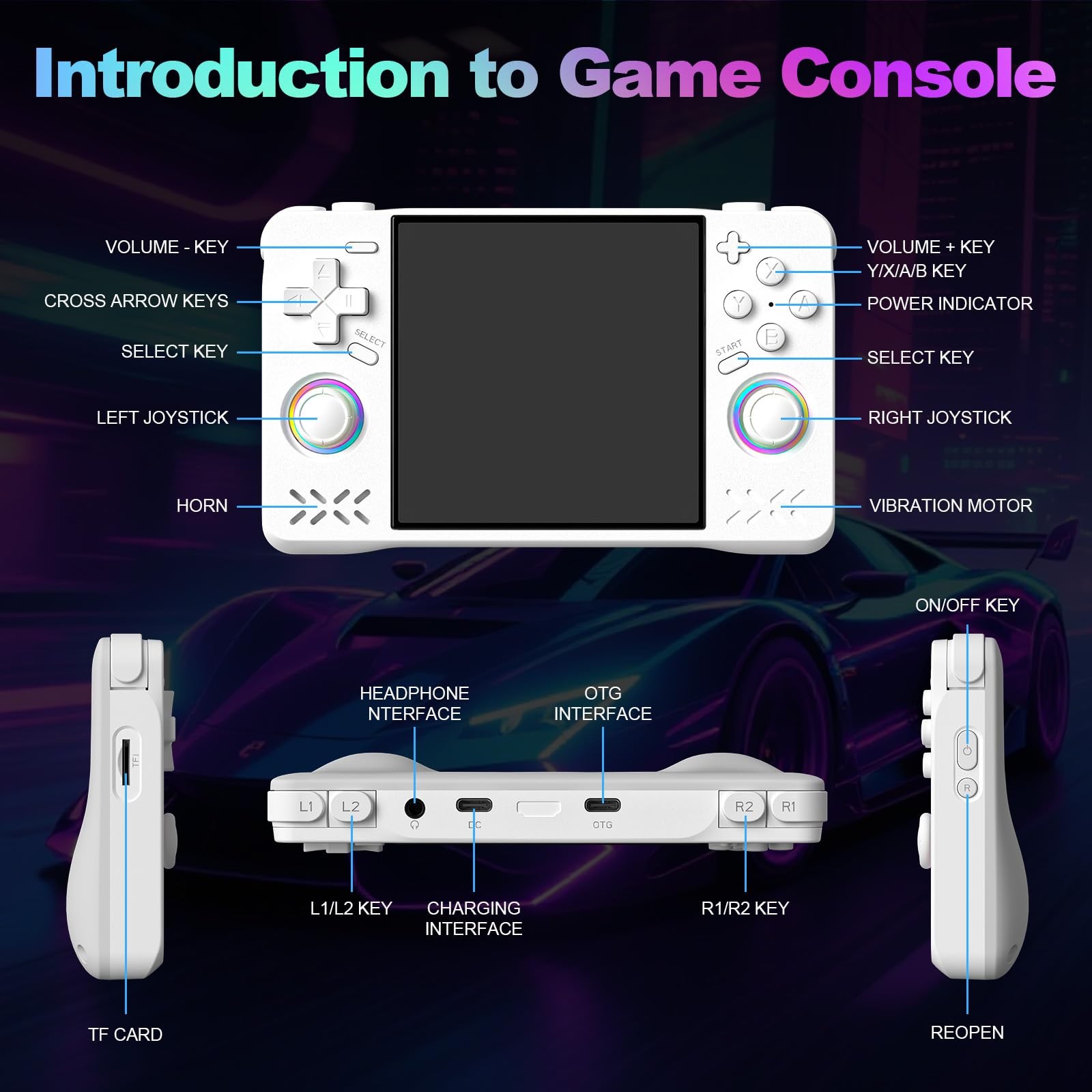 XF40H Retro Handheld Game Console, 4.0 inch HD Screen, Linux 64-bit System, 1…