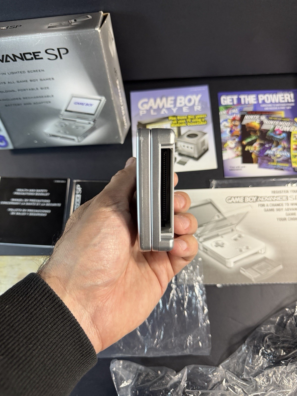 Platinum Nintendo Game Boy Advance SP (AGS-001) Complete In Box Tested & Working