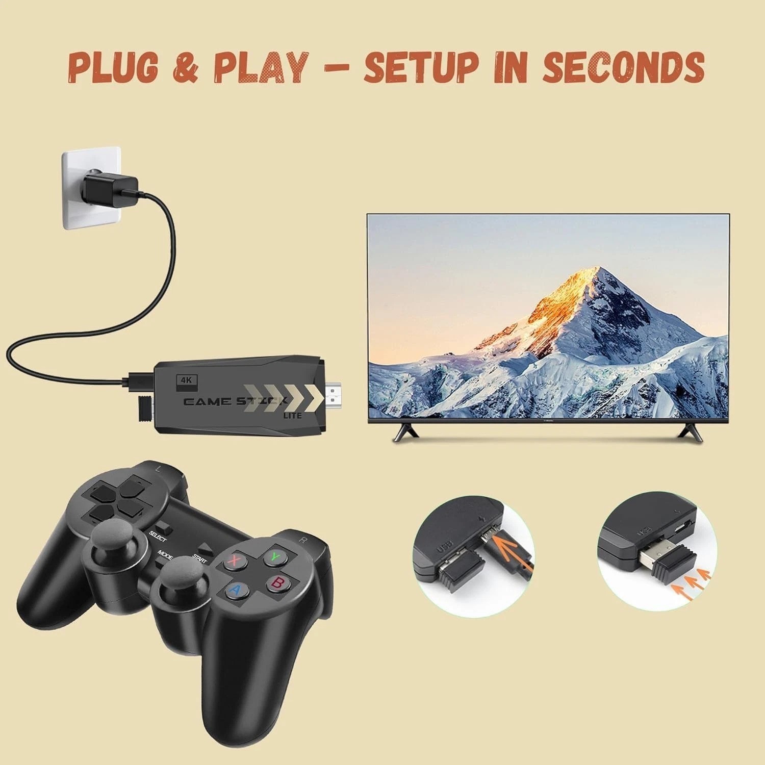 Ultimate Retro Game Stick: Built-in 23 Emulators & 4K HDMI for Gaming Bliss