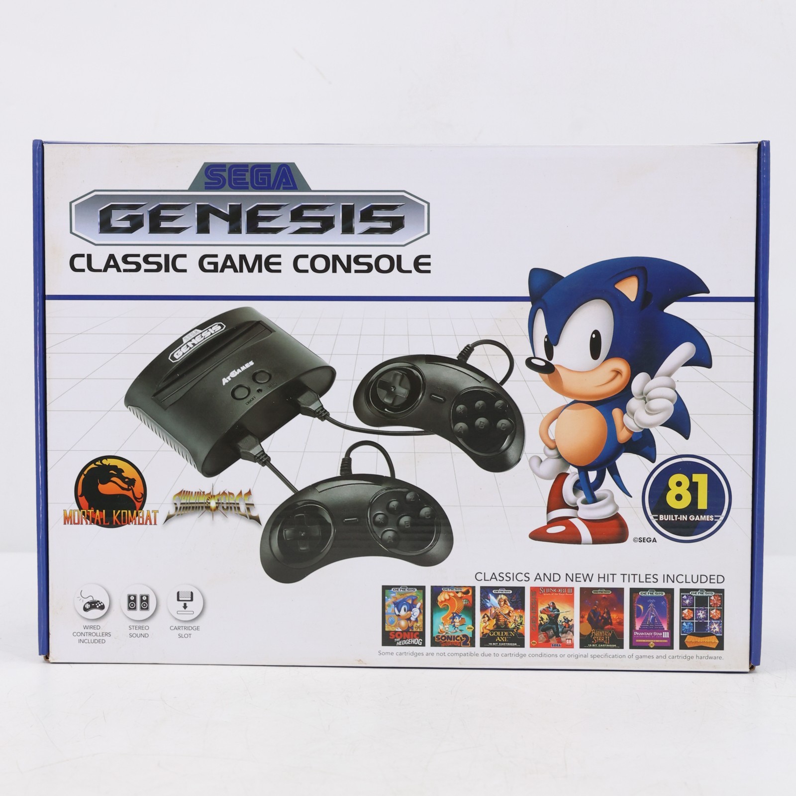 AtGames Sega Genesis Classic Game Console 81 Built-in Games Wired Controllers
