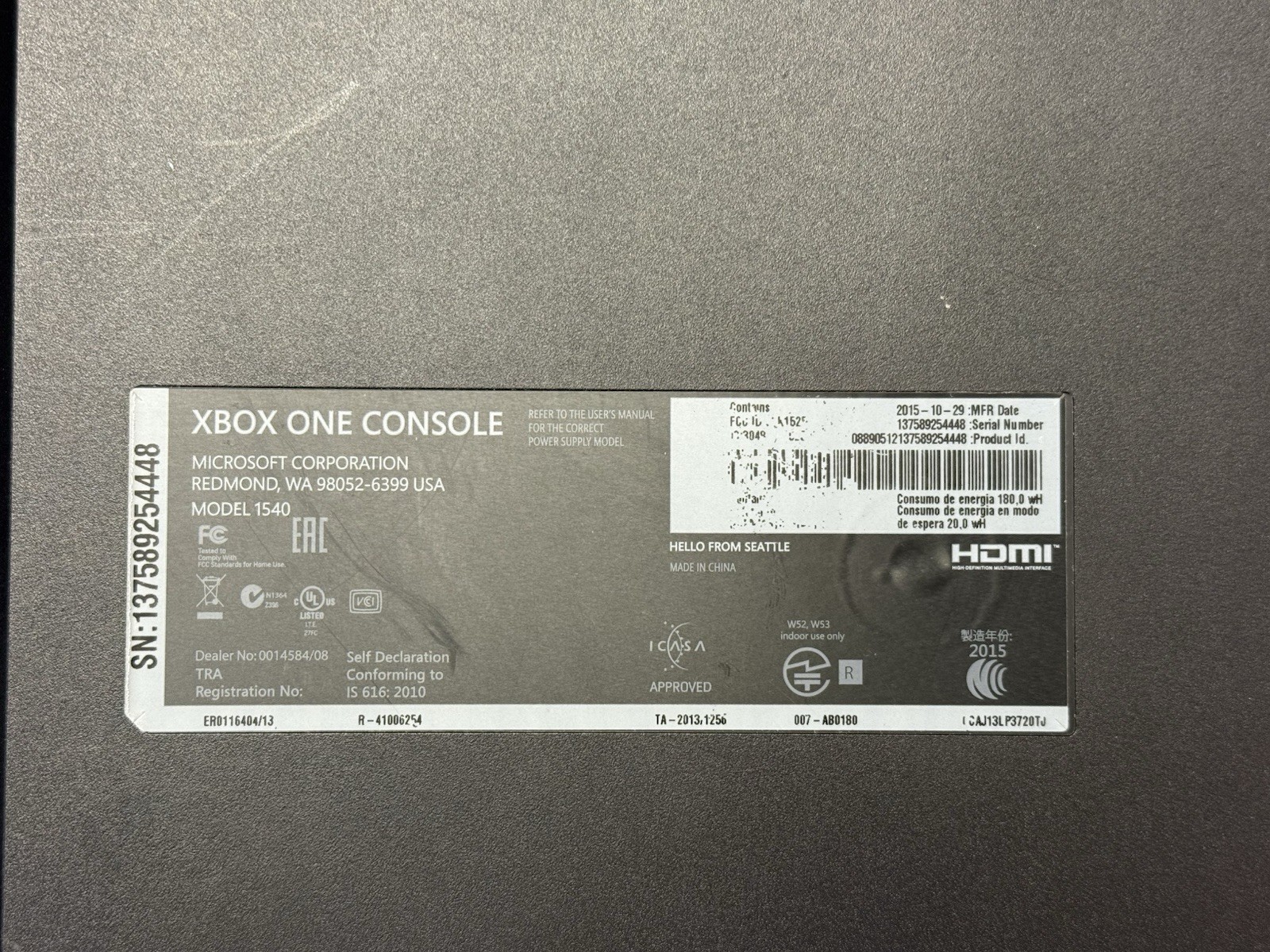 Nice Clean Microsoft Xbox One Original 500GB Video Game Console + Controller