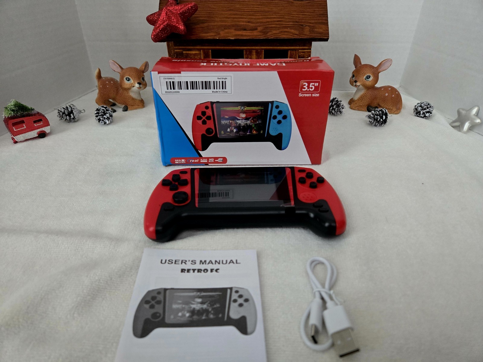 Red Retro FC 3.5 Screen Portablle 500 Games. Free Shipping. New In Box
