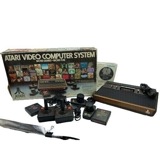 ATARI 2600 Video Game Sears Video Arcade System w/ 4 Switch In Box + Manual.